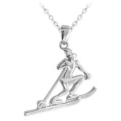 S50-420 Stříbrný náhrdelník lyžař