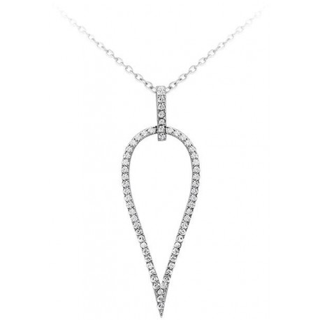 S50-426 Stříbrný náhrdelník Kapka s bílými zirkony
