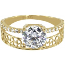 Z70-457 Zlatý prsten s bílými zirkony