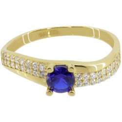 Z70-461 Zlatý prsten s modrým zirkonem