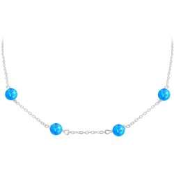 S50-476 Stříbrný náhrdelník se světle modrými opálky