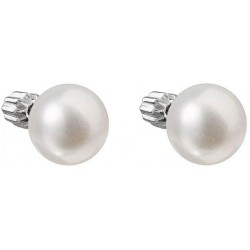 21004.1 Stříbrné náušnice pecky s bílou říční perlou