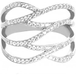 S70-185 Luxusní stříbrný zvlněný prsten s bílými zirkony